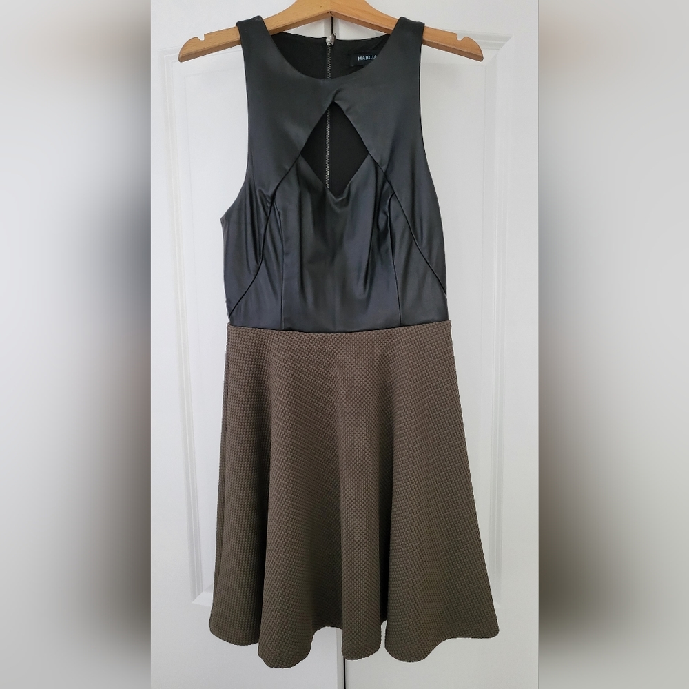 Marciano skater dress faux leather upper